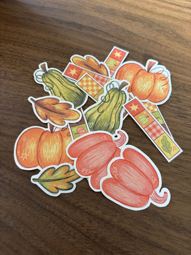 Pumpkin Gathering ~ lot de 7 stickers