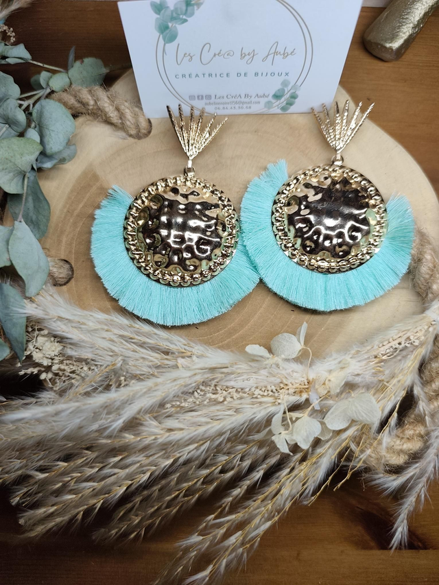 BO BIG BOHEME GOLD MARTELEES / POMPONS BLEU AZUR 0000639