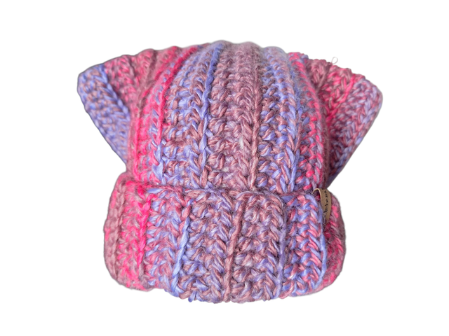 Catbeanie Lila/Pink - Gehäkelte Mütze, Katzenmütze, Mütze mit Katzenohren, Unikat, handmade - Einzelstück