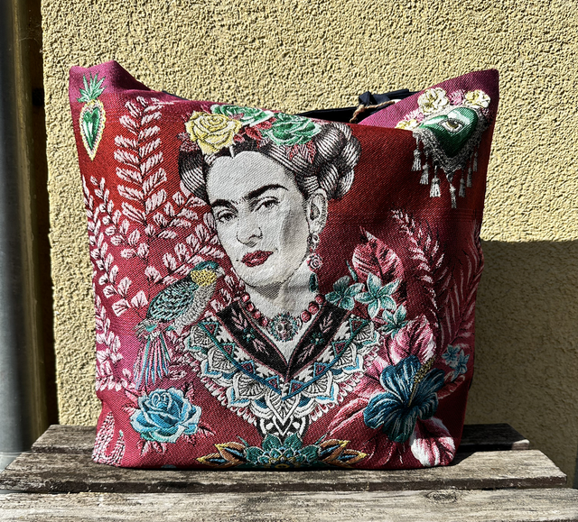 Grand sac Frida Kahlo rose 