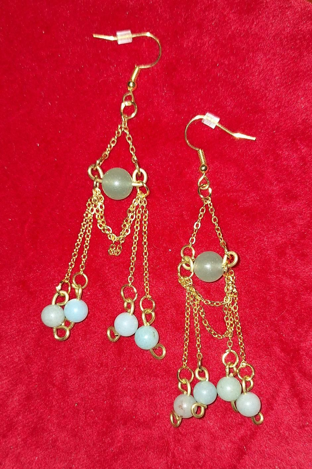 Demeter's harvest in gold with green aventurine, two earrings