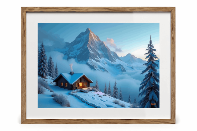 Photo encadrée Chalet Montagnard Vintage – Tirage d’art qualité musée & décoration cosy
