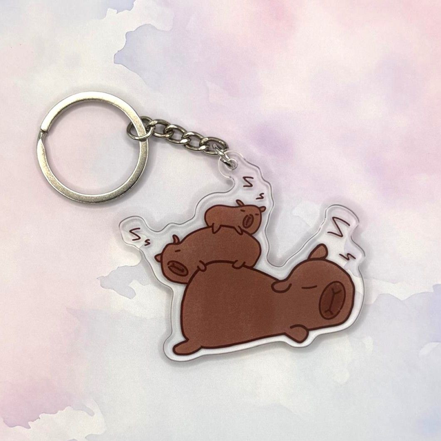 Sleeping Capybaras Keychain