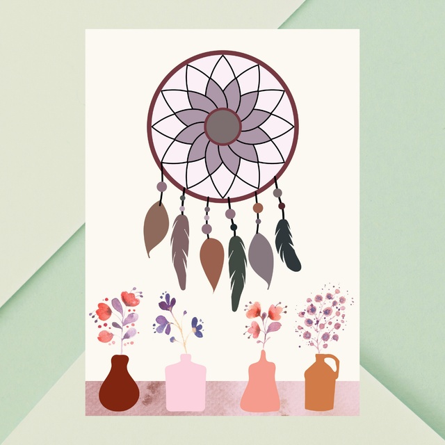 Impression Art Attrape-Rêves Bohème - Décoration Murale Mystique  / Boho Dream Catcher Art Print - Mystical Wall Decor