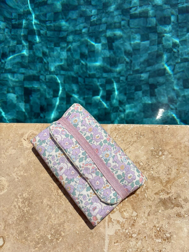 Couvre-livre universel format 21x15cm coton fleuri/coton uni