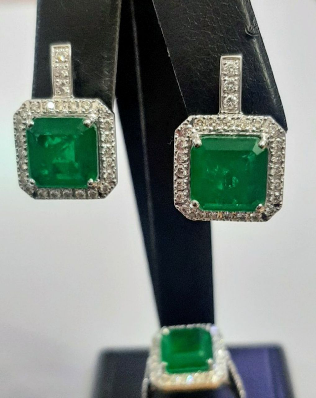 Set with Emeralds and Diamonds