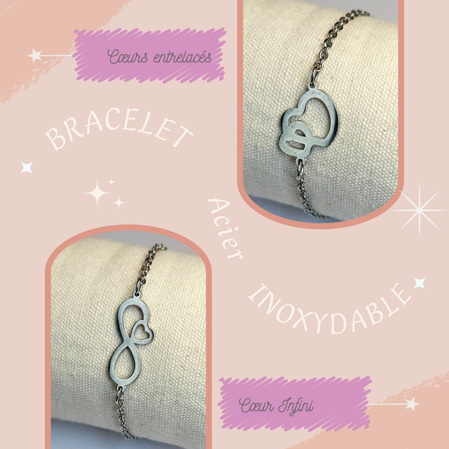 Bracelet en acier inoxydable - Cœur &amp; Infini