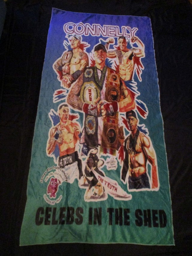 James 'The Truth' Connelly Bare Knuckle Boxer Picture TWO COLOUR BLUE &amp; GREEN Blanket (Black Logo)(75cm x 150cm) 