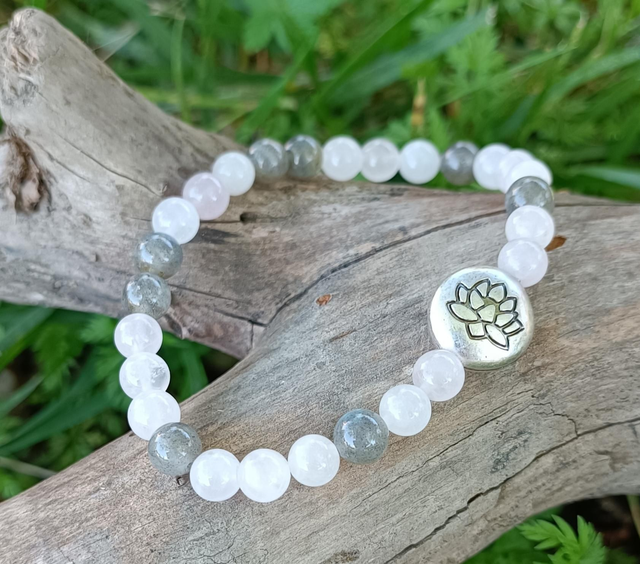 Labradorite et Quartz Rose