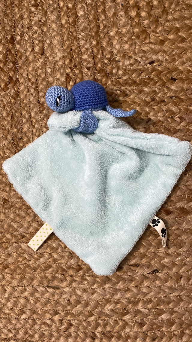 Doudou tortue bleue