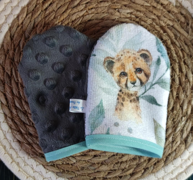 Gant minky petit X1 léopard vert/gris 