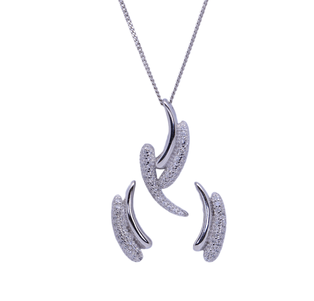 Silberne Raffinesse – Rhodiniertes Schmuckset aus 925er Silber mit Zirkonia - Iris silber