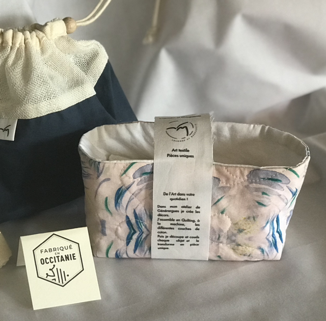 Panier avec 5 lingettes - motifs exclusifs - coton bio français - démaquillage ou soin de bébé 