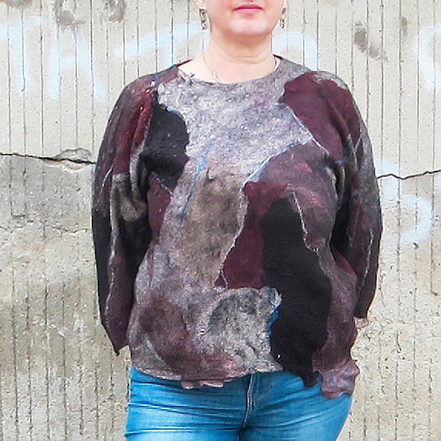 Maglione donna marrone bordeaux lana merino seta feltro Pullover fatto a mano Infeltrimento regali unici per le donne maglione caldo morbido