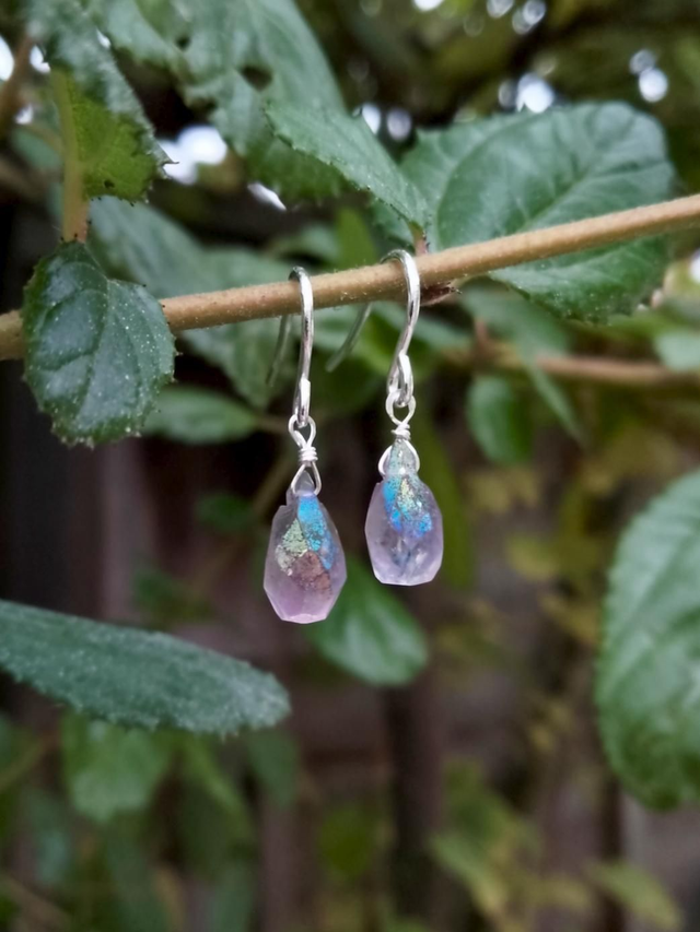 Aura Coated Amethyst Earrings