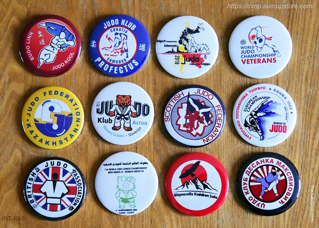 12 INTERNATIONAL JUDO Pin Badges - Ref-INT-JB3