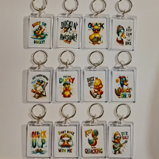 Cute Funny Sarcastic Duck Keyrings - 12 Designs 