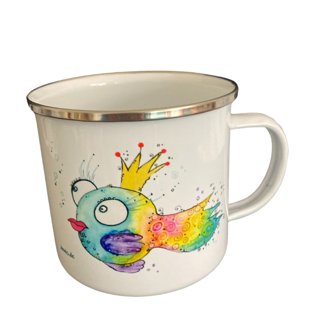 Emailletasse "Königsfischle"