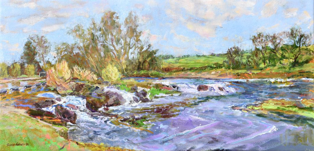 SE06 The River Avon, Luddington by Susan Edwards, 71x36 Cm Oil On Linen