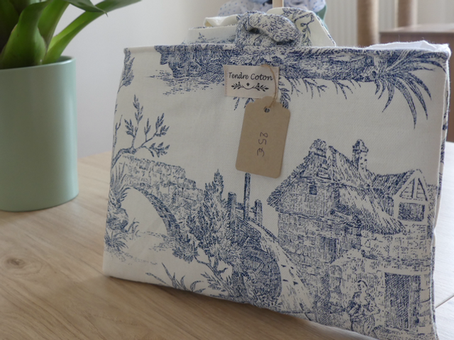 Pochette à livre Romane toile de jouy 
