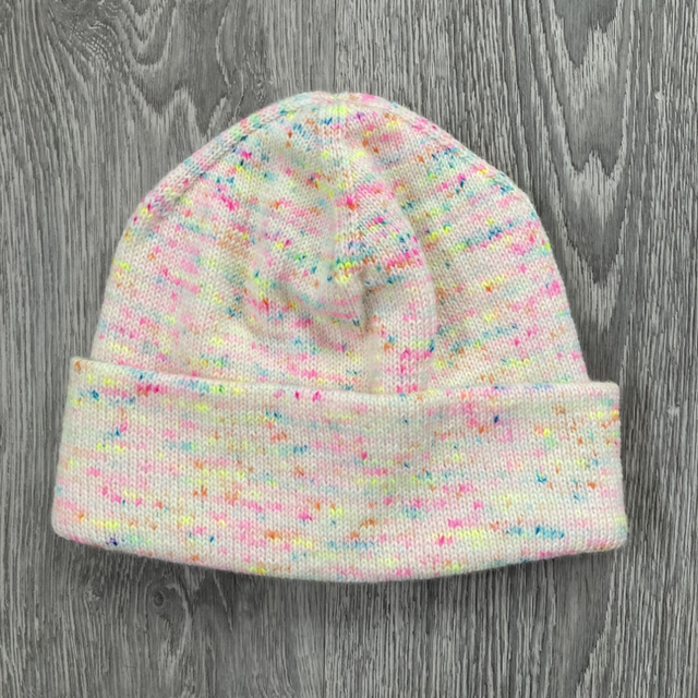 Super-soft Merino Wool Beanie Hat - White Rainbow Speckle