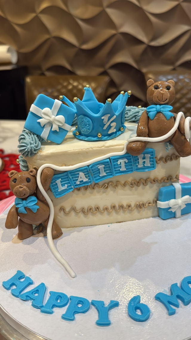 6 Months Teddy Bear Birthday Cake