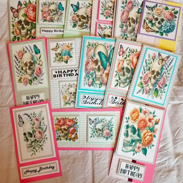 Handmade Floral Skull Birthday Card Ladies Birthday Card Girls Birthday Card