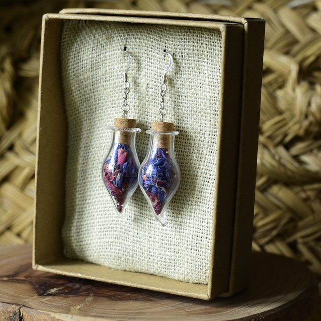 boucles fioles silver rose &amp; bleuet