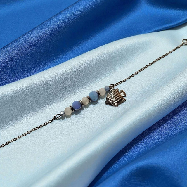 Bracelet acier inoxydable bleu saphir clair et argenté