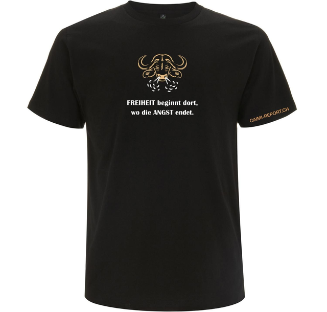 T-Shirt mit Büffel - Freiheit beginnt dort, wo die Angst endet