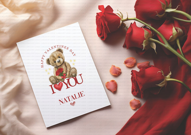 Personalised Super Cute Teddy Valentine's Day Card