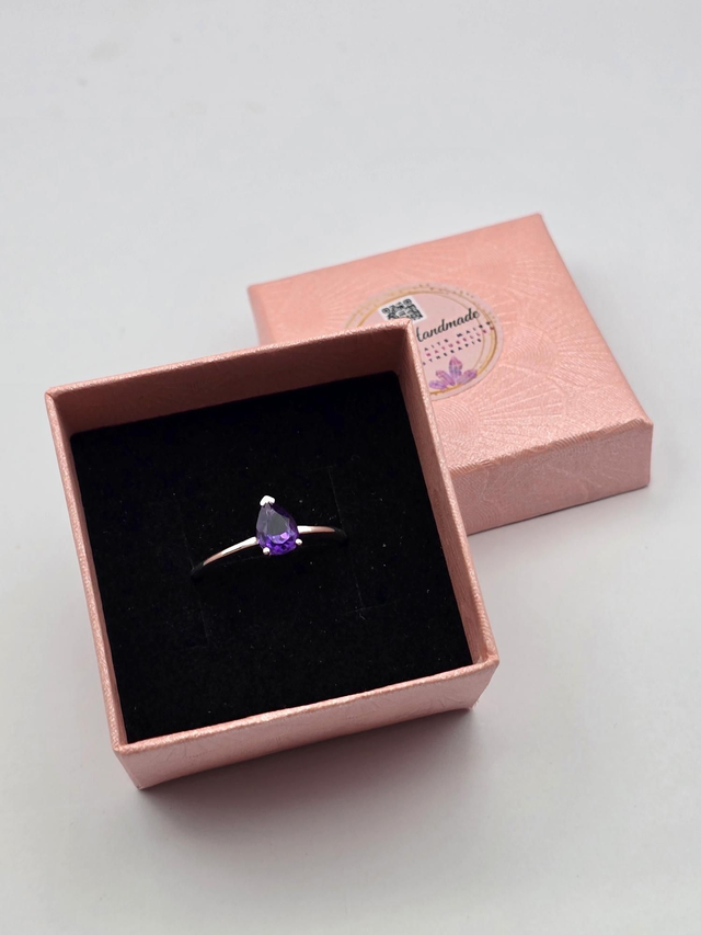 Bague Argent 925 solitaire Améthyste 