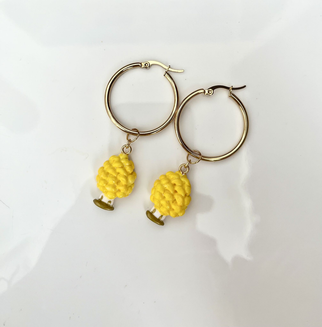 Orecchini a Cerchio con Pigne Siciliane - Giallo