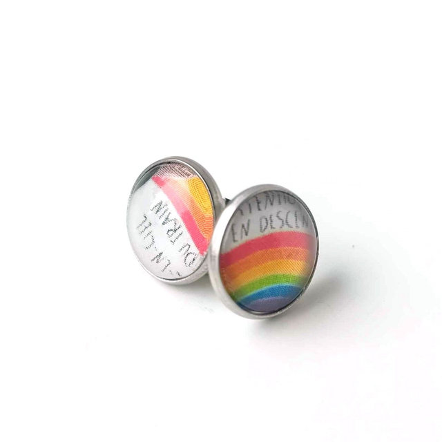 Puces d'oreilles en PAPIER recyclé - Arc-en-ciel - Pièces Artisanales et Uniques 