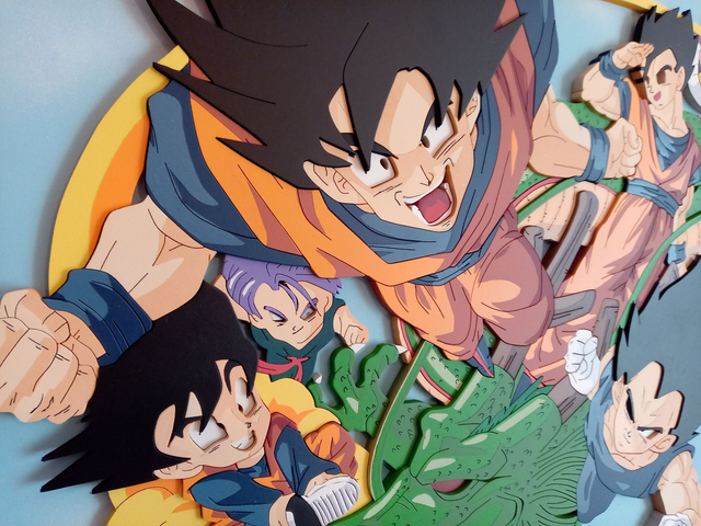 Tableau Dragonball / DBZ en Bois et en relief - 55x41 cms