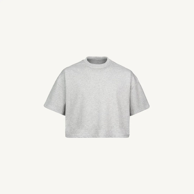 Tee light grey oversize crop woman