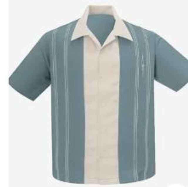 Chemise de bowling The Harper bleu ciel/écru