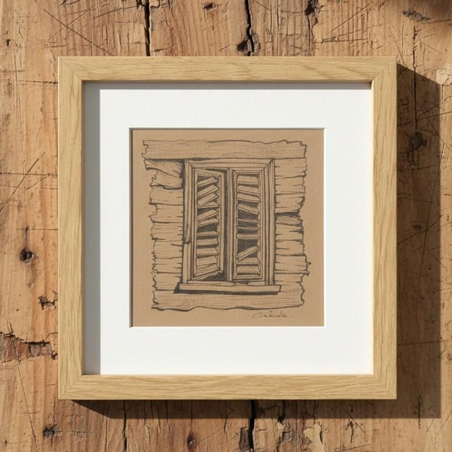 Encre et crayon - case créole - Jalousie #4