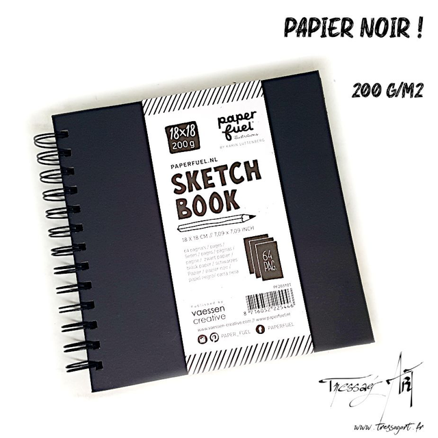 PAPER FUEL - CARNET DE CROQUIS NOIR 18*18CM - AM020