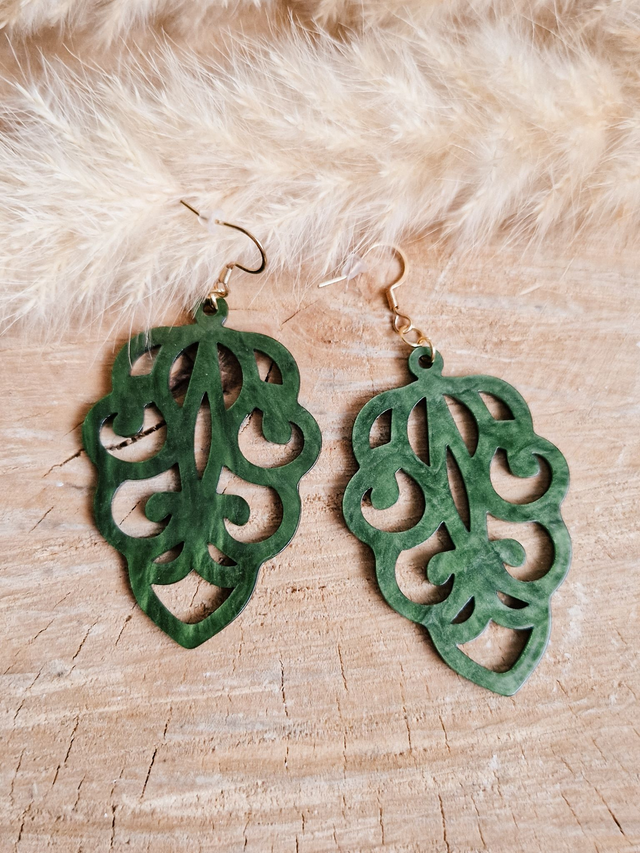 Boucles d'oreilles orientales - Modèle doré et kaki