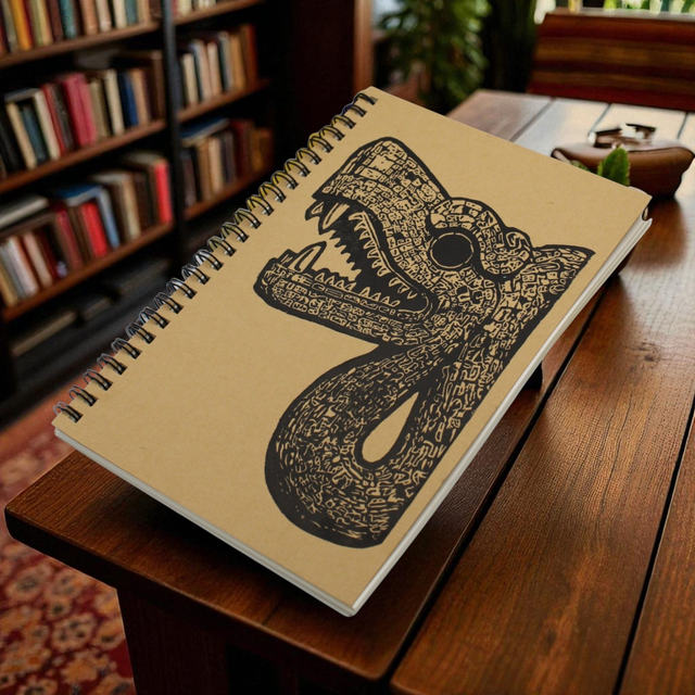 Carnet de note kraft avec spirale  - illustration "Coatl"