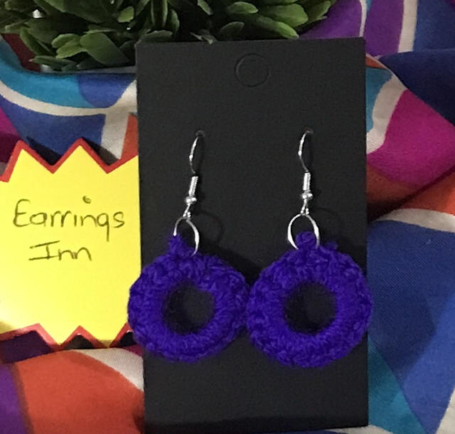 Purple Plain Crochet Dangling Earrings - PCOD12
