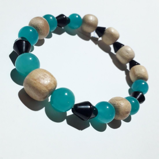 Amazonite, Obsidian &amp; Palo Santo Bracelet 