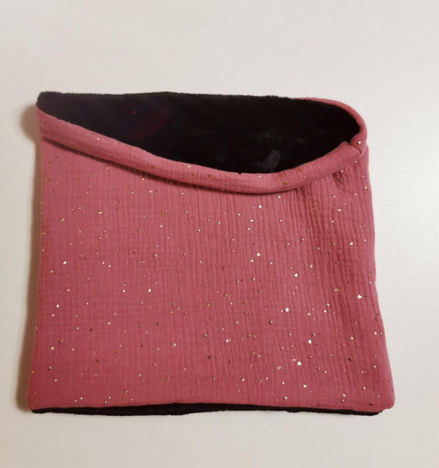 Snood enfant Pois dorés rose/noir