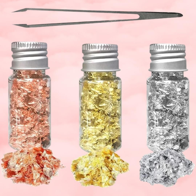 Gold leaf flakes x3 bottles