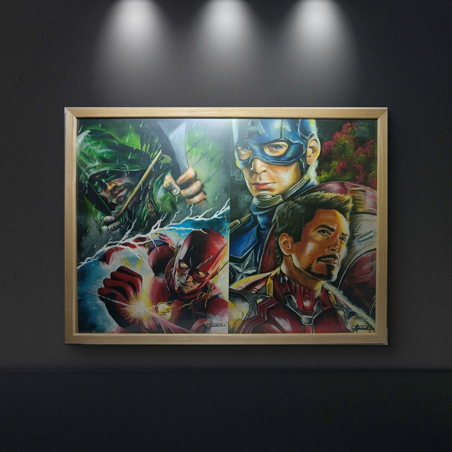 Duo print Arrow/Fash (DC Comics) &amp; Captain America/IronMan (Marvel)