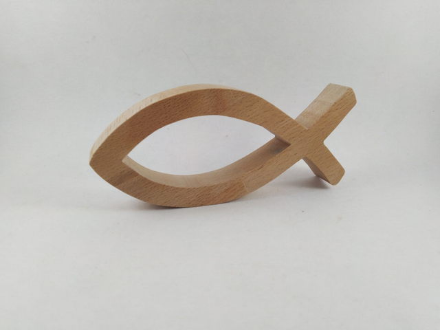 Décoration à poser en bois - poisson ICHTUS  