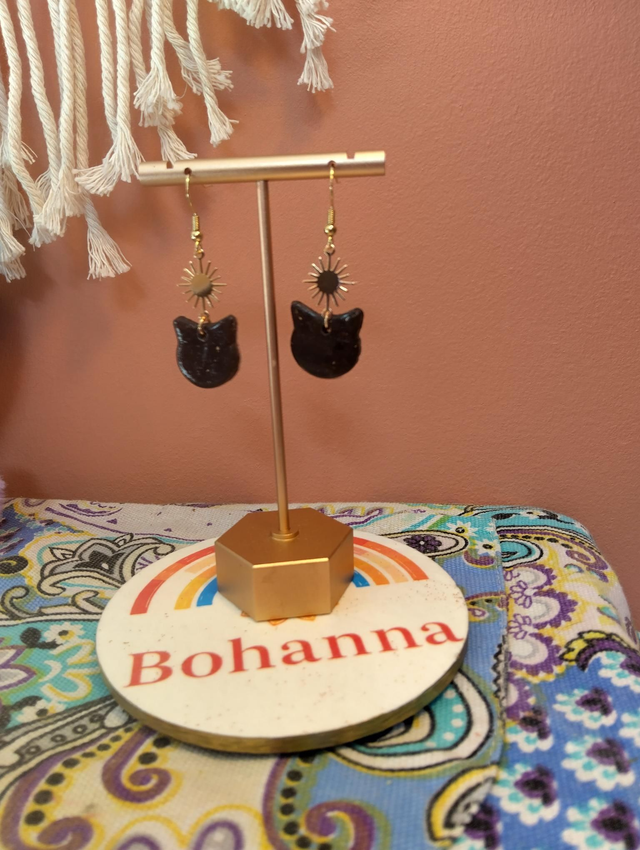    Celestial black cat earrings 
