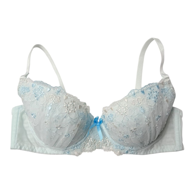 Light blue bow embroidered Japanese Bra UK 32B  