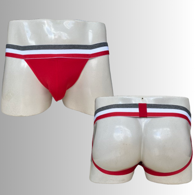 Jockstrap vermelha com listras 2